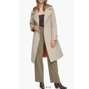 Andrew Marc Water-Resistant Belted Trench Coat Hooded Women's Small